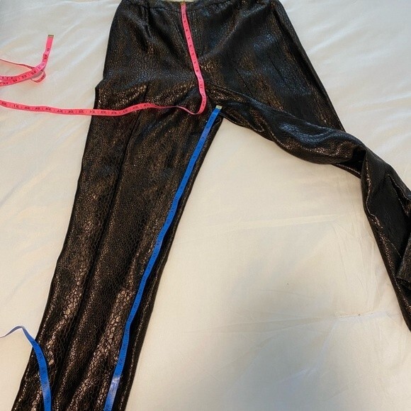 Linda Allard Ellen Tracy Croc Look Straight Leg Metallic Pants Pockets 10P - Picture 8 of 10